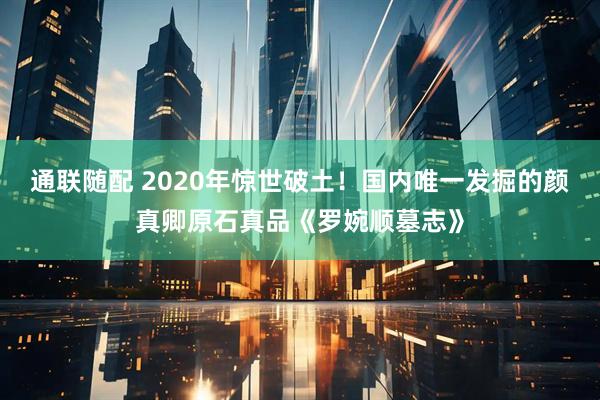 通联随配 2020年惊世破土！国内唯一发掘的颜真卿原石真品《罗婉顺墓志》